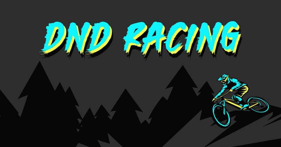 banner logo  dnd racing mountains and cyclist