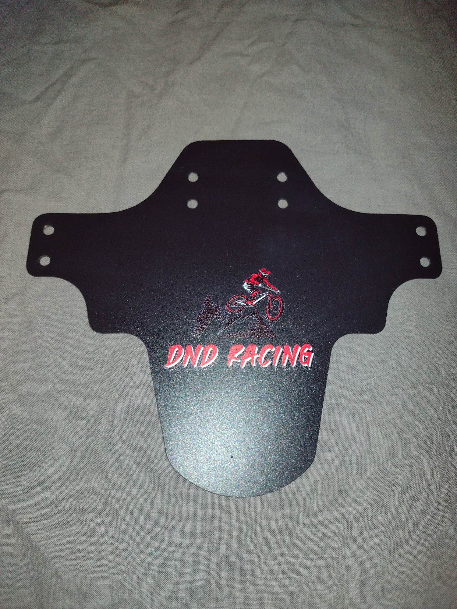 Dnd Racing Red Mudguards With Cyclist And Mountainous background